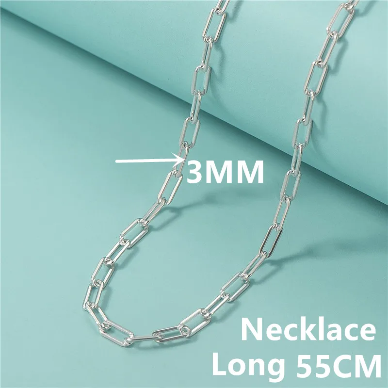 925 Sterling Silver Paper Clip Necklace Chain