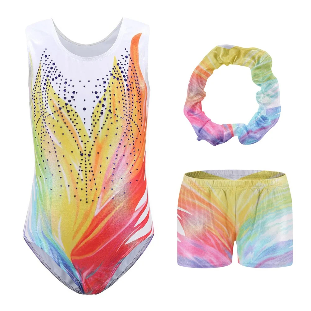 Kids Girls Gymnastics Leotards Bronzing Sleeveless Dancewear Leotards Ballet Dress 5-14 Years