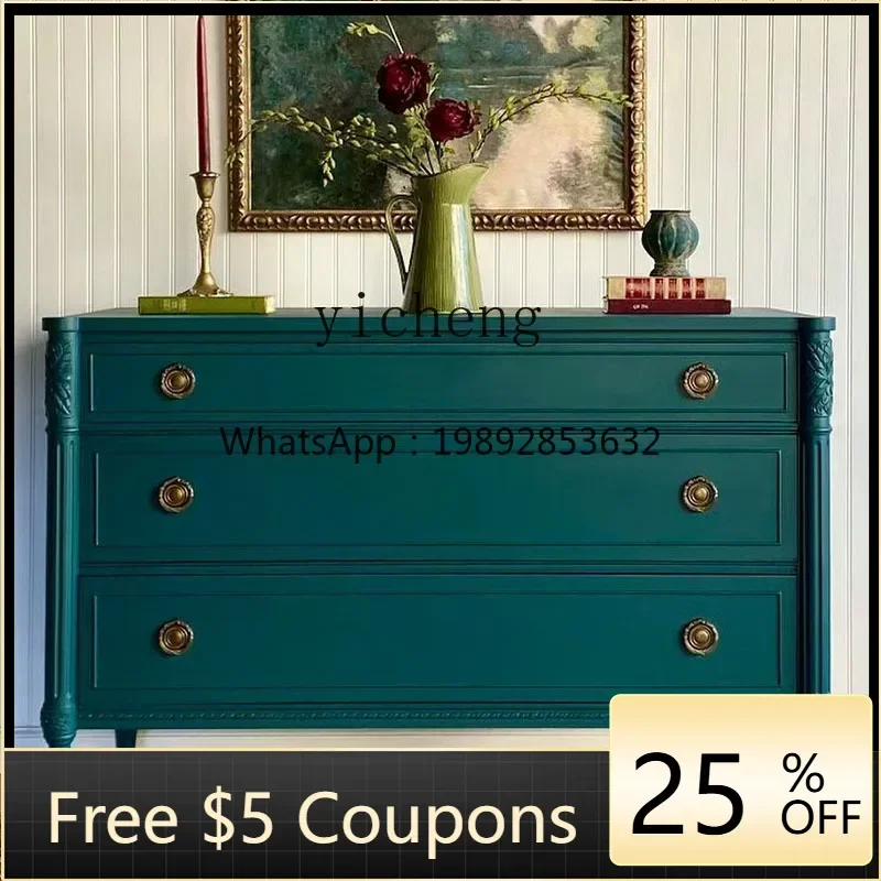 

D1French Retro No-Installation Chest of Drawers for Home Bedroom Bedside Table Living Room Multi-Functional Storage Cabinet