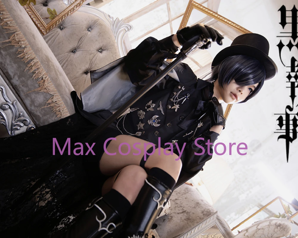 Max Anime Kuroshitsuji Cosplay Ciel Phantomhive Costume 15th Anniversary Black Suits Cosplay Custom size