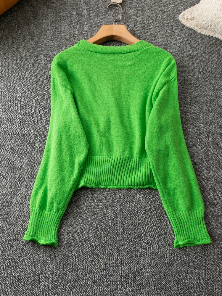 Maglione lavorato a maglia primavera autunno ort V-Ne Long Sve Faionable Semplice pendolare Versatile maglione da donna in misto poliestere