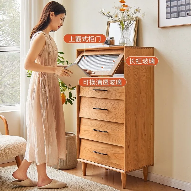 

Solid wood chest of drawers cherry wood light luxury bedroom simple modern small apartment Japanese-style living room