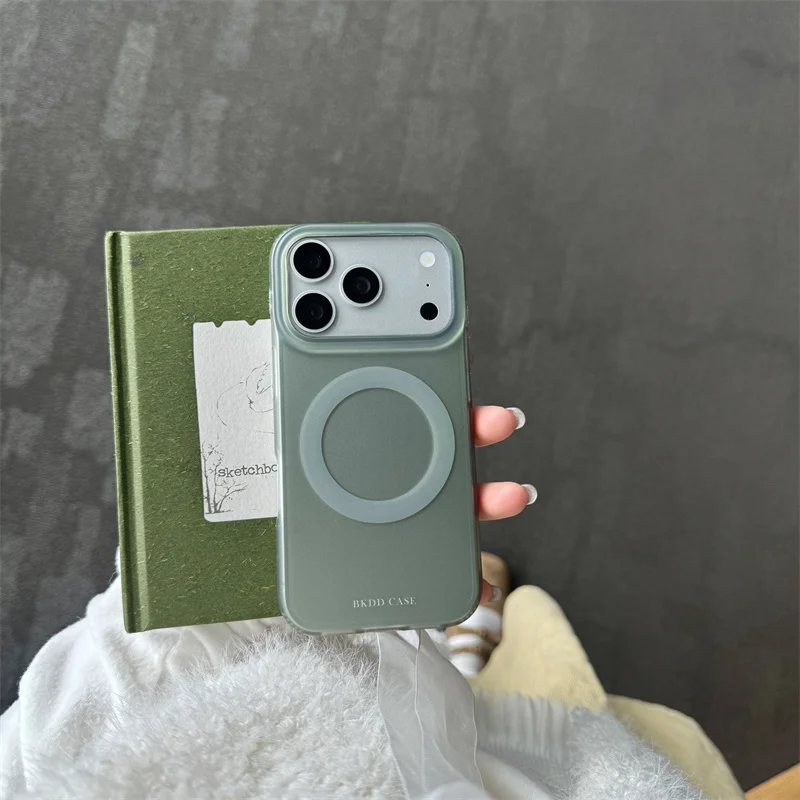 

Korean Color Stripe For iPhone 17 Pro Max 16 15 14 Pro Magnetic Case Phone Cover with Love Stand For Magsafe Cases Hard Funda Ca