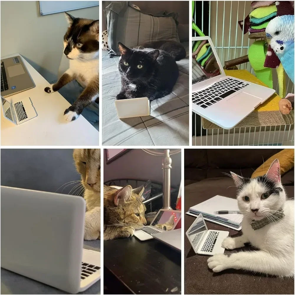 Foldable Mirror Tiny Computer Shape Mirrors Protable Mini Toy  Makeup Mirror Handheld Led Pocket Mirror Compact Mirrors