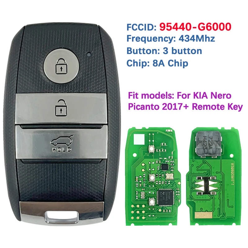 CN051046 Aftermarket 3 Button Smart Key Keyless Entry Remote 433MHz 8A Chip FCC 95440-G6000 For KIA Nero 2017