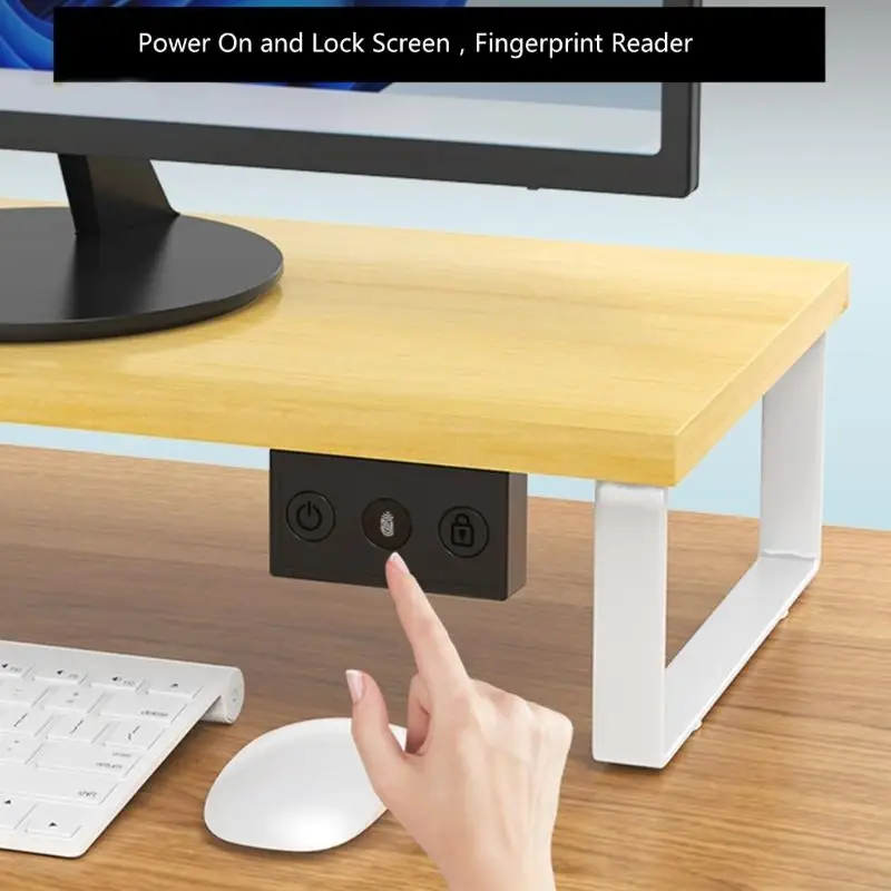Fingerprint Power Button Desktop Computer Lock Screen Power Switches Push Computer Host Button Supply with USB Cable 24BB