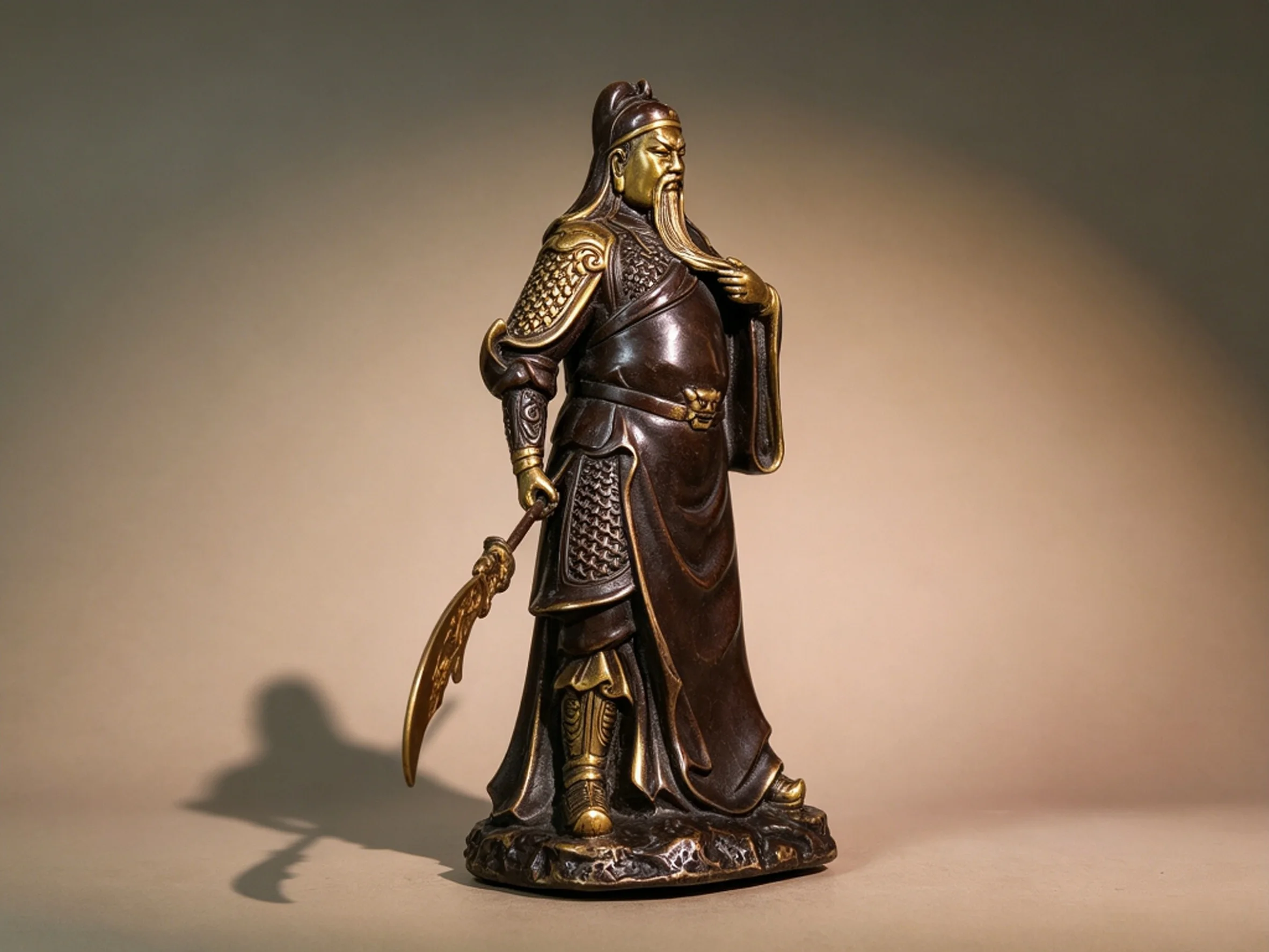 Gilded Ornament Statue of Guan Gong (Lord Guan, Guan Yu, God of Martial Wealth) from the Three Kingdoms Period, Decorative Figur