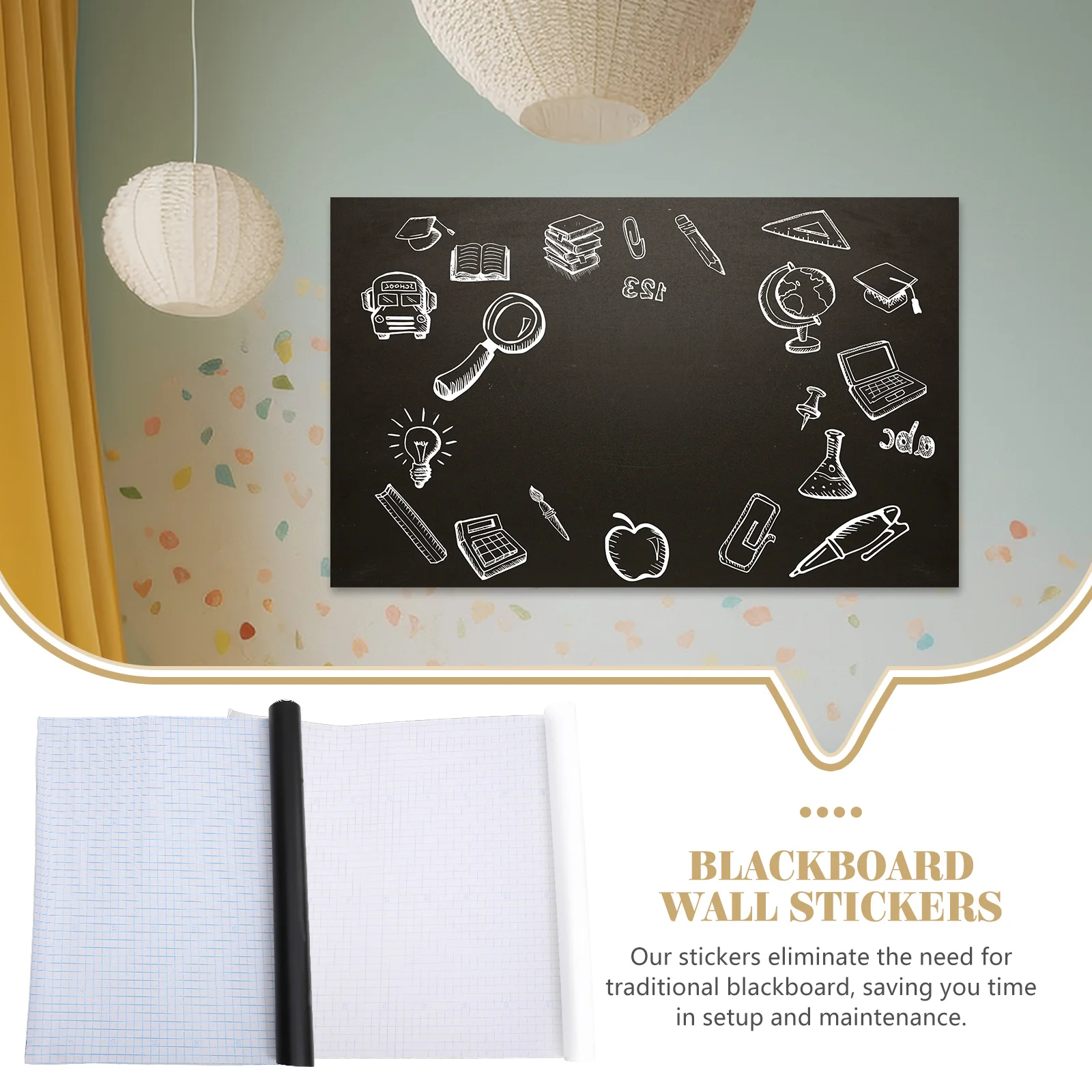 

1 set 45x100cm Black White Dry Erase Stickers Kids Doodle Wall Children Creativity Teaching Home Office Reusable