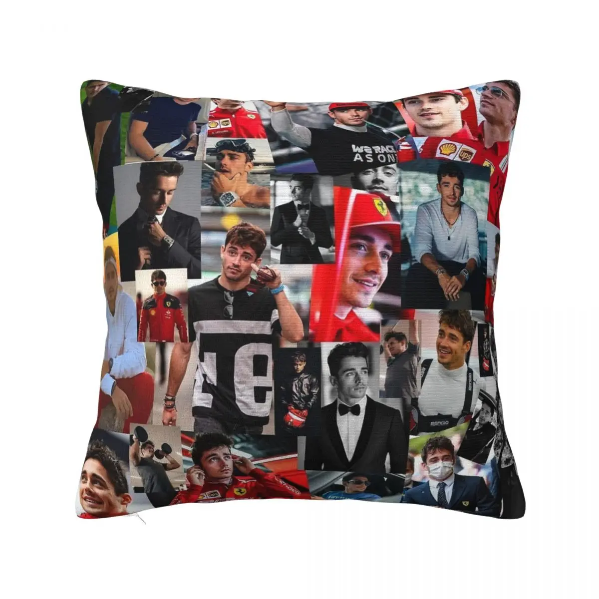 

Charles Leclerc Monacan Racing Driver Collage Pillowcase Printing Cushion Cover Decoration Pillow Case Cover Bedroom Square