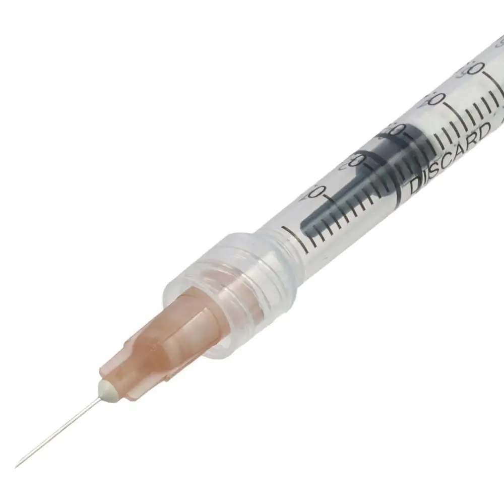 Plastic Manual Push Syringe Scientific Labs 1ml/cc With Cap Feeding Device 25Ga Straight Tip Needle