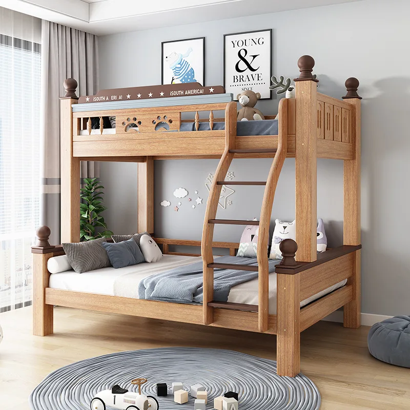 

Двухъярусные кровати из массива дерева, многофункциональные комбинированные кровати для родителей и детей.