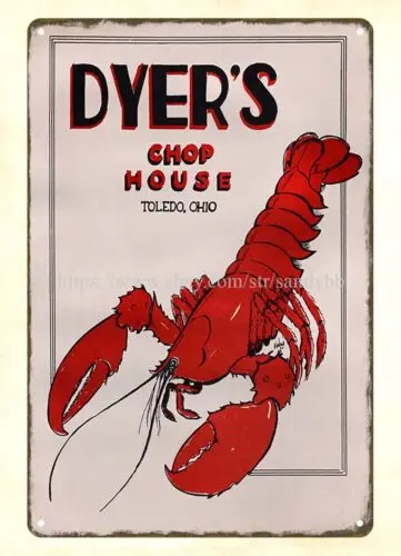 1956 Dyer Chop House Toledo, Ohio metal tin sign unframed wall art sign