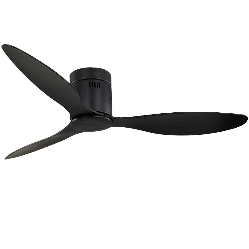 モダン装飾 52インチ 業務用 レトロ ブラック 静音 3枚プラスチック製羽根 DCリモコン付き 低騒音 シーリングライト ファン付き