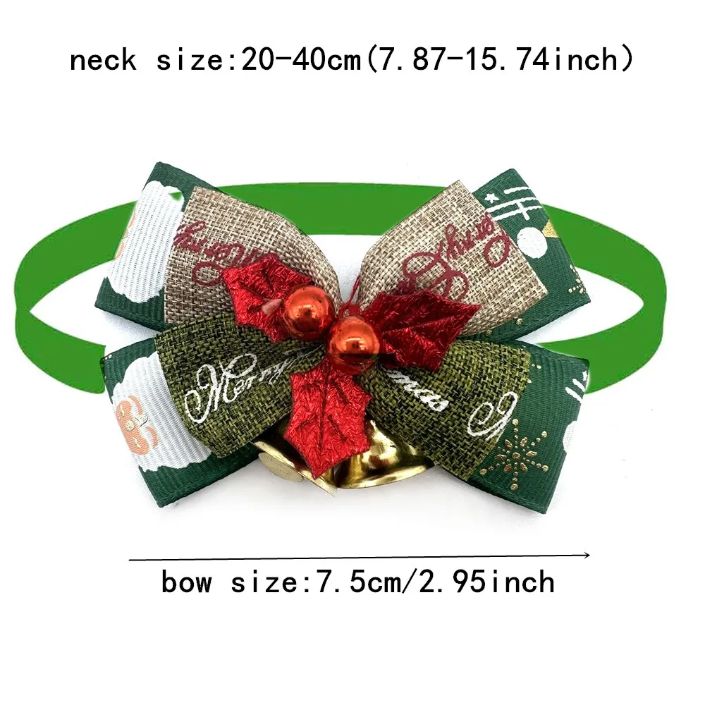 Holiday Pet Dog Bow Ties Christmas Small Dog Bowties with Bell for Cute Small Dog Cats Fashion Pet Dog Cat Grooming Accessories