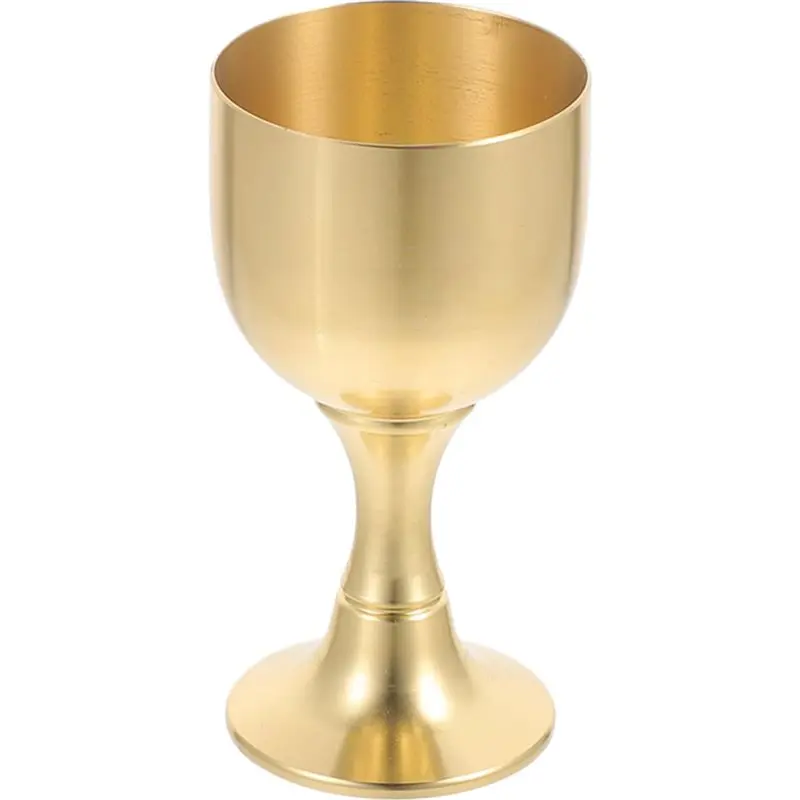 Brass Communion Cup Holy 50G Brushed Metal Footed Offering Goblet For Church Altar Ritual