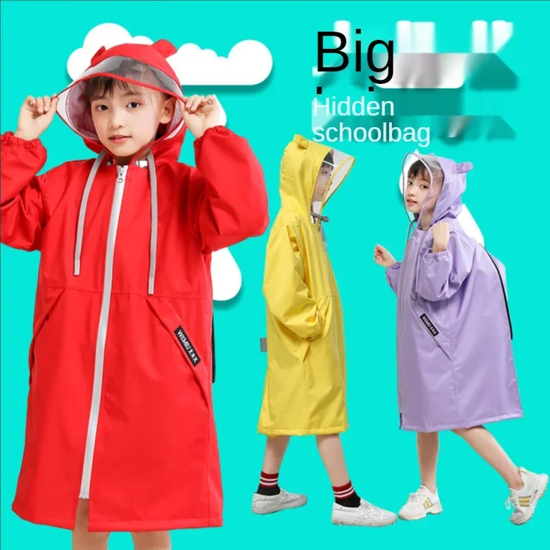 

Водонепроницаемый цельный детский дождевик с капюшоном из мультфильма для девочек и мальчиков, непромокаемые куртки для школьников для малышей
