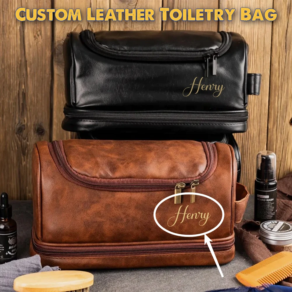 

Custom Leather Toiletry Bag for Men Women Dopp Kit Mens Hanging Toiletry Bag Travel Toiletry Bag for Traveling Large Cosmetic Ba