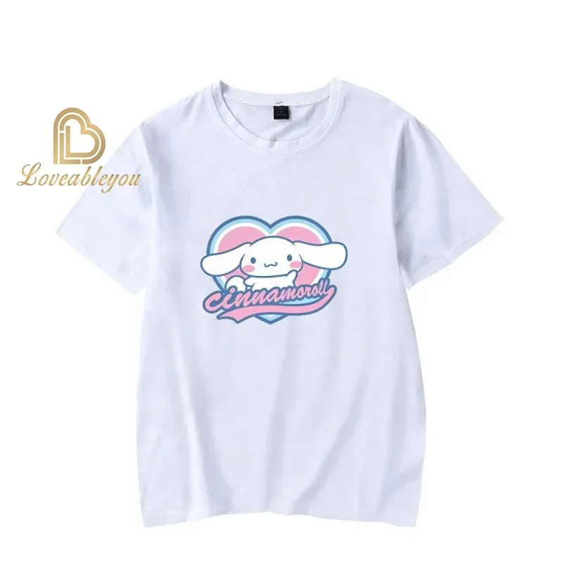 Cinnamoroll-Camiseta con estampado 3D de dibujos animados para niños y niñas, ropa de calle divertida, Tops de verano con cuello redondo, regalos de