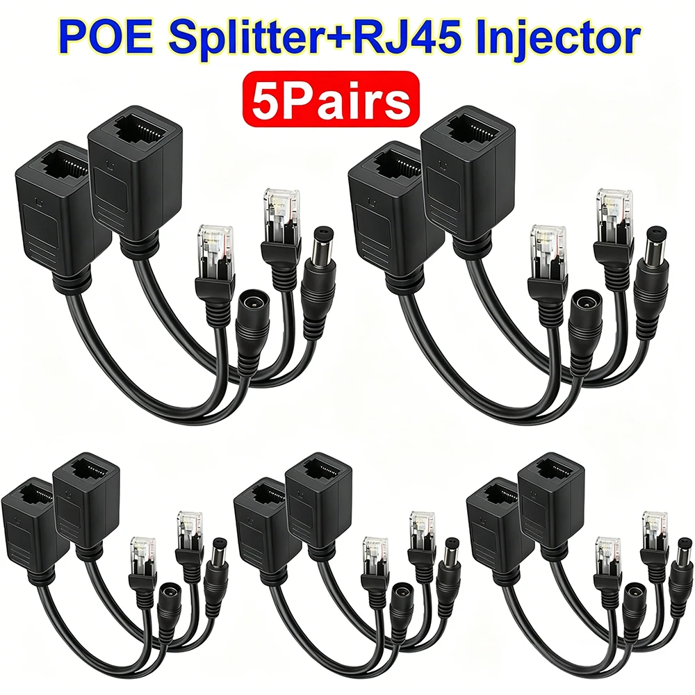 

Кабель POE (1/3/5 пар) для пассивного питания через Ethernet, адаптер-разветвитель POE, инжектор RJ45, модуль питания 12В для IP-камер