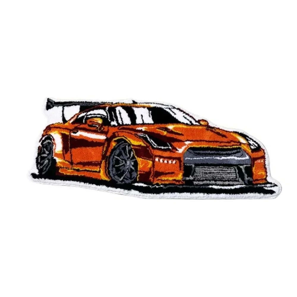Sports Racing Car Shape Rug Carpet Boy Living Room Bedroom Decor Carpet Embroidered Non-slip Floor Mat Doormat Home Decor