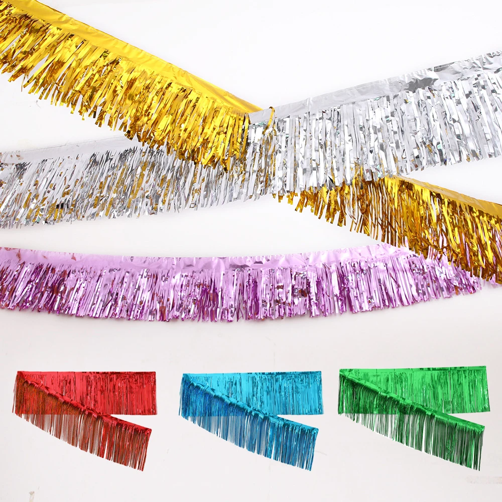 3m Glitter Tassels Fringe Banner Shinny Rose Gold MetallIc Foil Tassel Garland for Christmas Birthday Party Wall Backdrok Decor