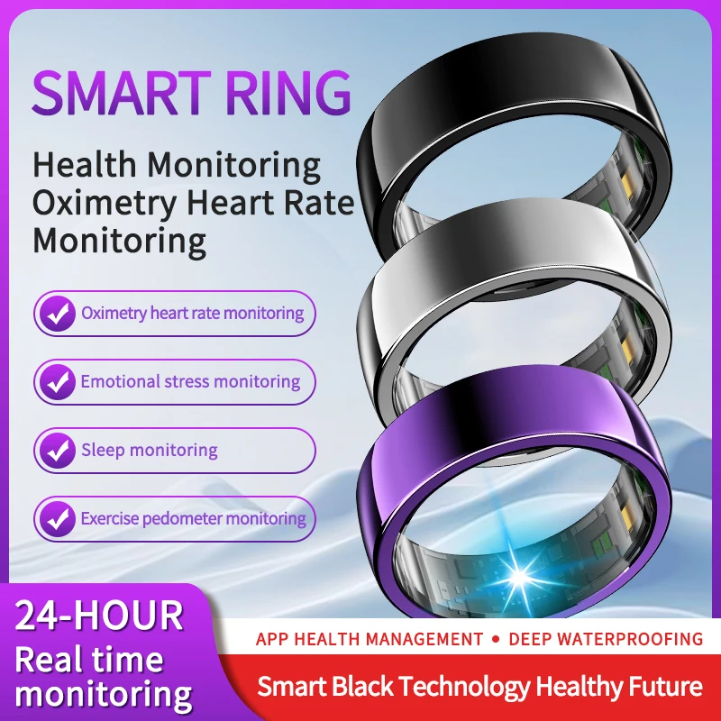 

Heart rate blood oxygen blood pressure 24-hour sleep monitoring exercise add friends remote control to take pictures smart ring