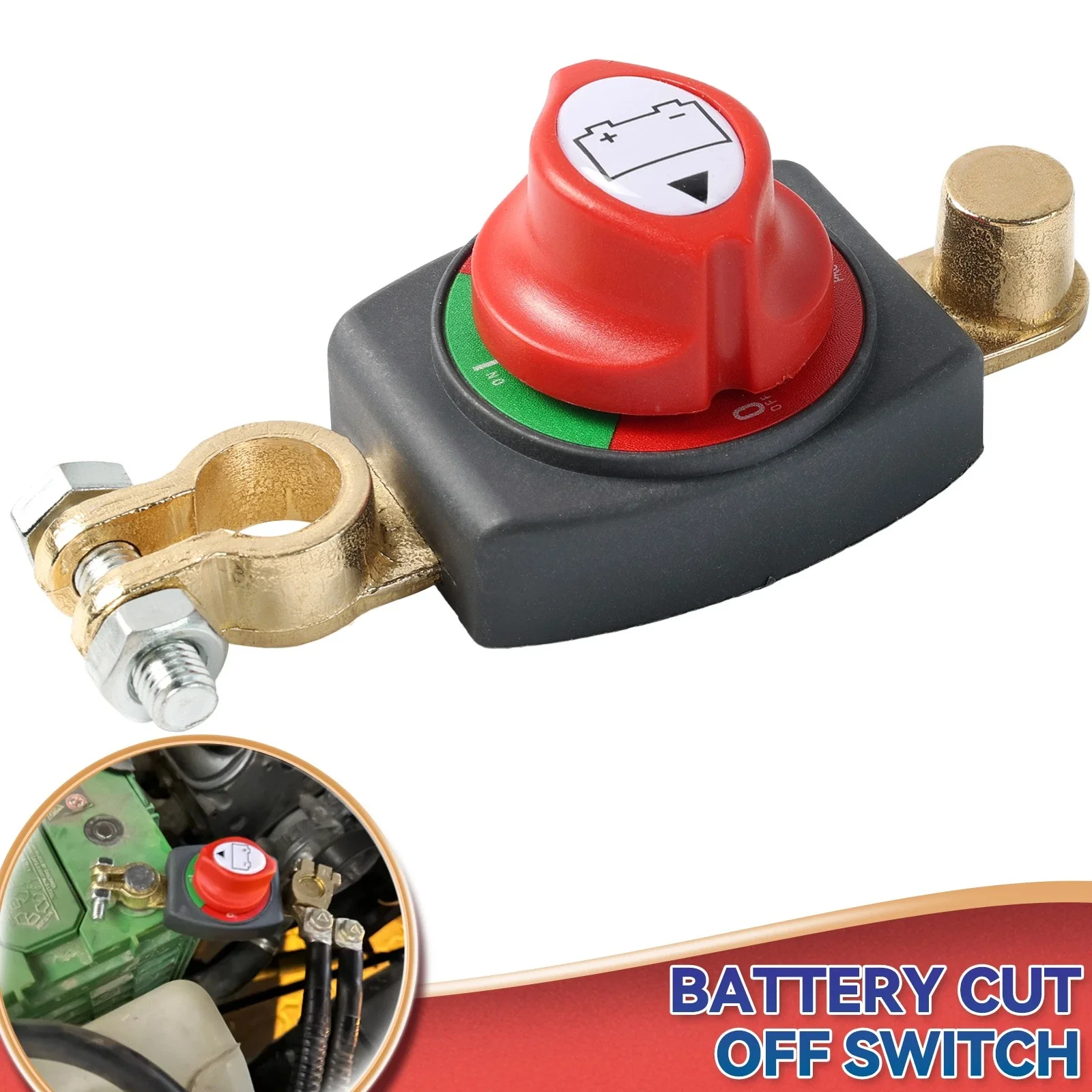 12V-48V Top Post Battery Disconnect Switch Negative Kill Switch Universal for Car RV Boat Vehicle