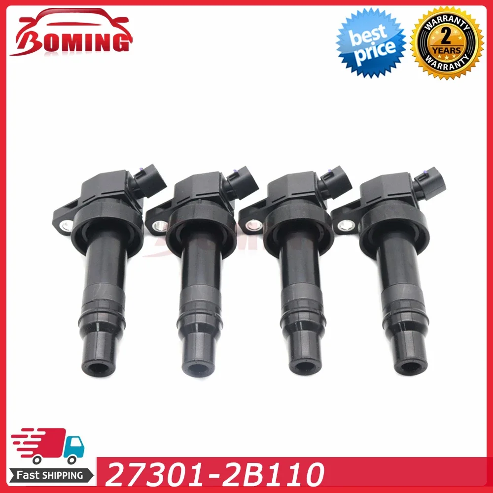 

4Pcs Ignition Coils 27301-2B110 27301-2B100 For Hyundai Kia Veloster Forte Koup Forte5 2014-2017 Turbocharged 273012B110