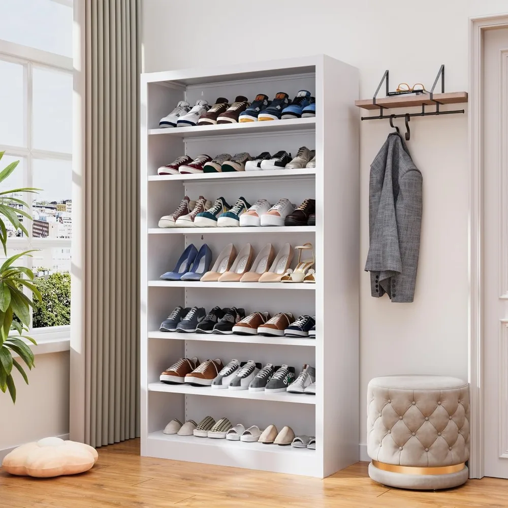 7-poziomowy, wytrzymały regał stalowy - regulowane półki z panelem tylnym do użytku w domu, biurze i garażu - 55 cali wysokości, metalowy lub