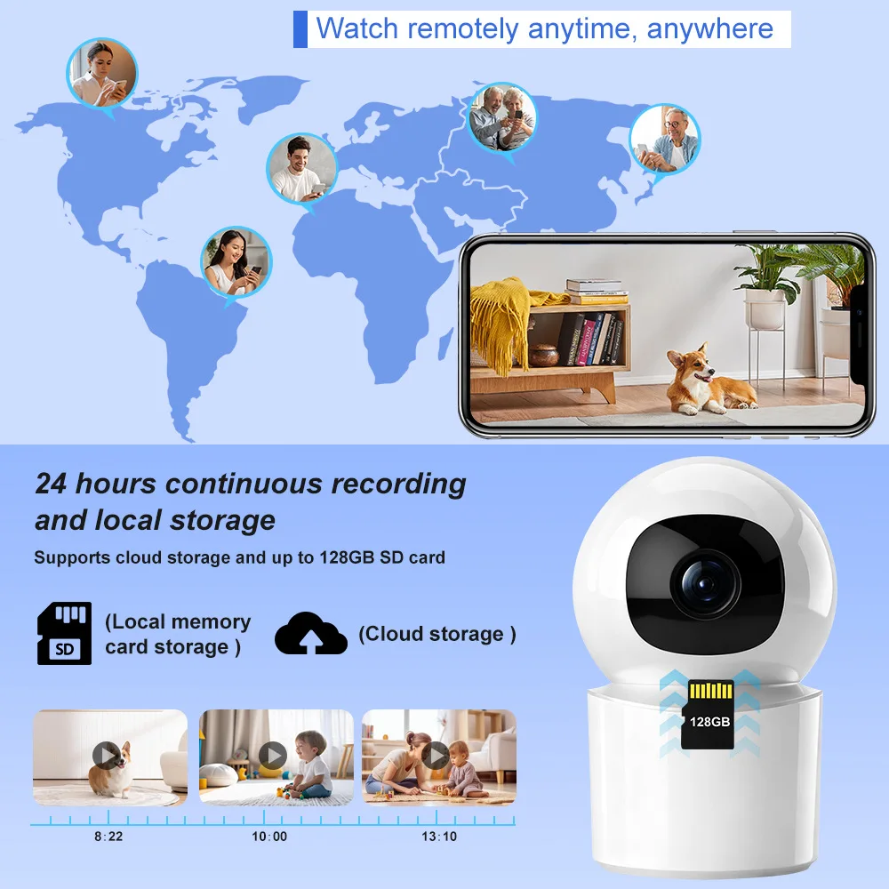 3MP 1296P Tuya APP Wireless PTZ IP Camera AI Humanoid Auto Tracking Home Security Baby Monitor