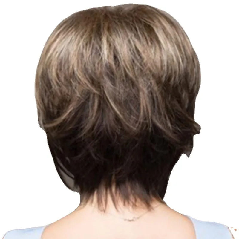 Damenmode-Perücke, trendige gemischte Farben, kurzes Haar, flauschige und realistische kurze glatte Haarperücke, flauschige Kurzhaarperücke.