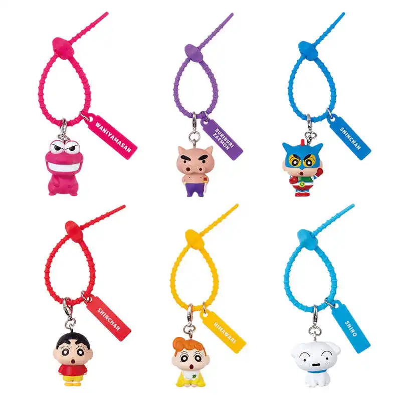 Bandai Gashapon Crayon Shinchan Shaped Cable Tie Pendant Action Kamen Shiro Himawari Buriburi Zaemon Bag Decoration Cable - view 6
