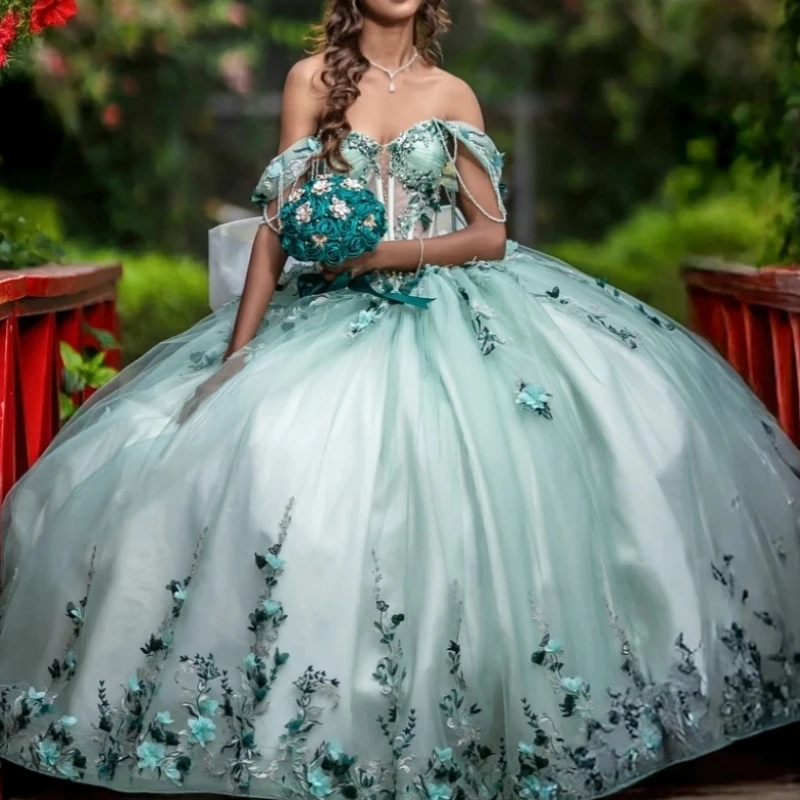 

Очаровательное платье Золушки принцессы для девочек Quinceanera, бальное платье на шнуровке с цветочным принтом, платье для выпускного дня рождения, милое платье 15, 16, по индивидуальному заказу