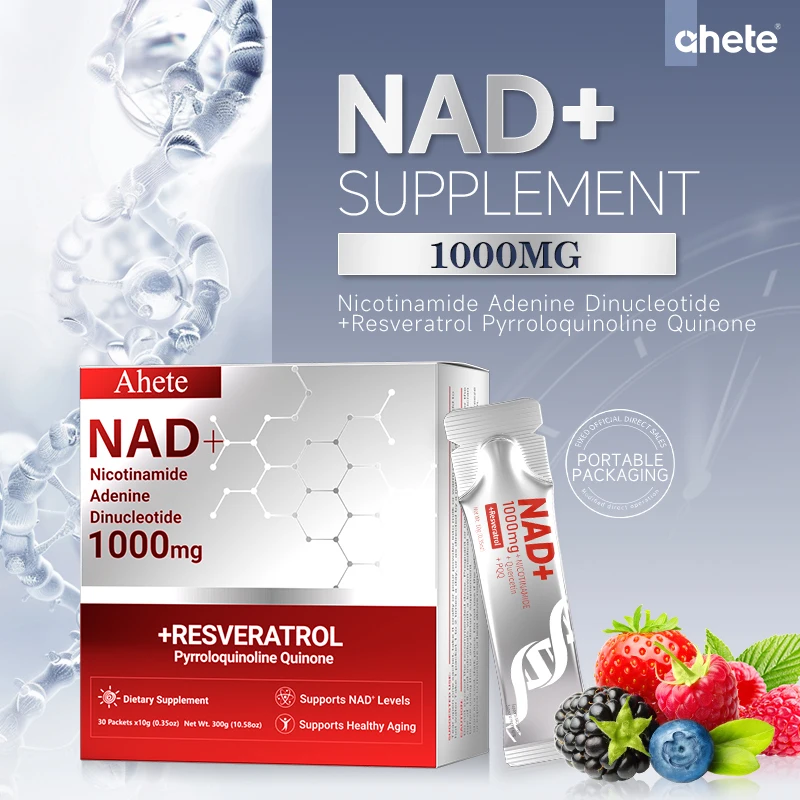 

Ahete High-Potency NAD+ Liquid - MNM, Resveratrol & PQQ Blend, Wheat/Barley/Gluten Free, Portable Sachets