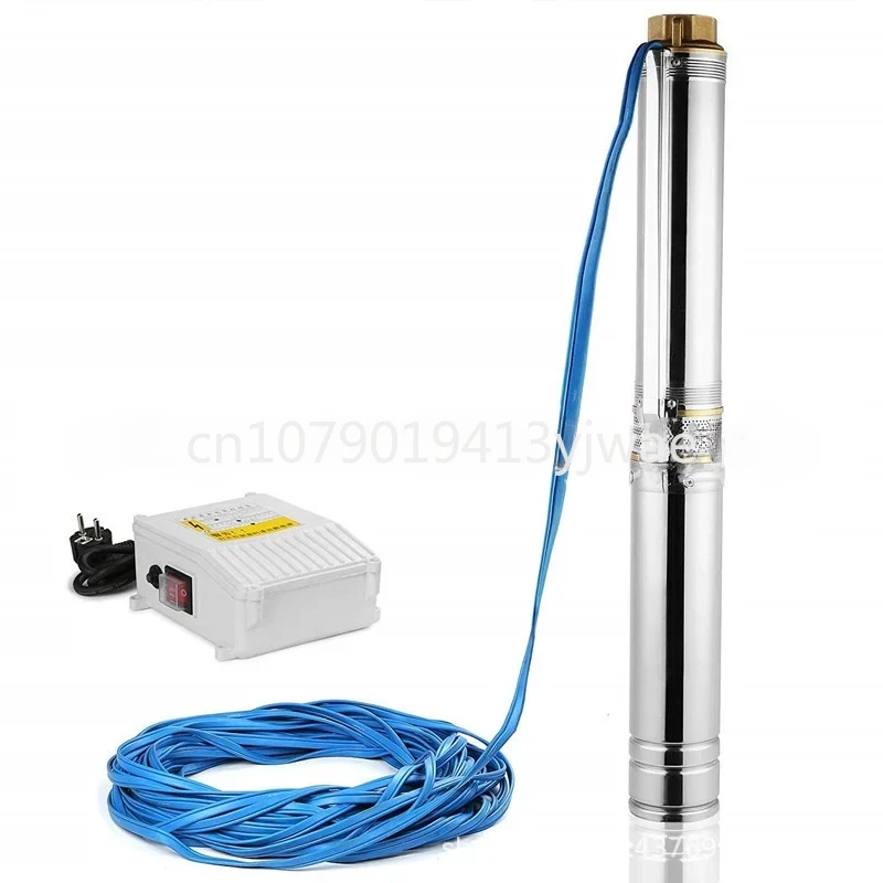 4 Inch 0.75KW Deep Well Pump 1HP 6500L/H Submersible Pump + 20M Cable + Contrl Box for Garden Home Agricultural Irrigation