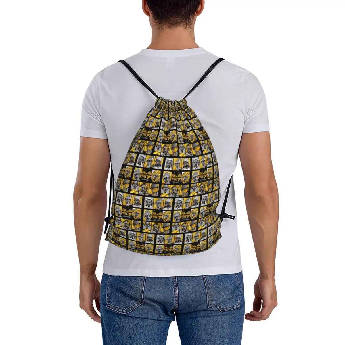 Wu Clan Forever Drawing Backpacks Multi-function Drawstring Bundle Pocket Sundries Bag Book Bags for Man Woman School