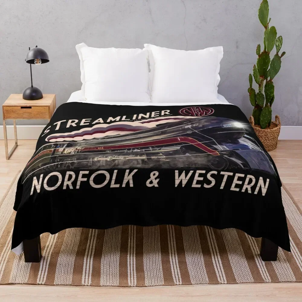 The Gorgeous Norfolk and Western Streamliner Steam Train Locomotive Engine Throw Blanket funny gift anime Blankets