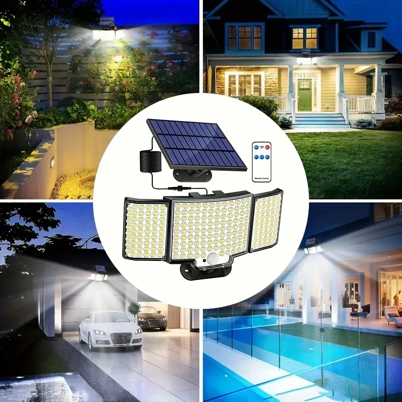 سبليت مصباح للطاقة الشمسية 3 وضع الإضاءة الديكور في الهواء الطلق ضوء الشمس الجدار ضوء PIR محس حركة مقاوم للماء حديقة المرآب مصباح