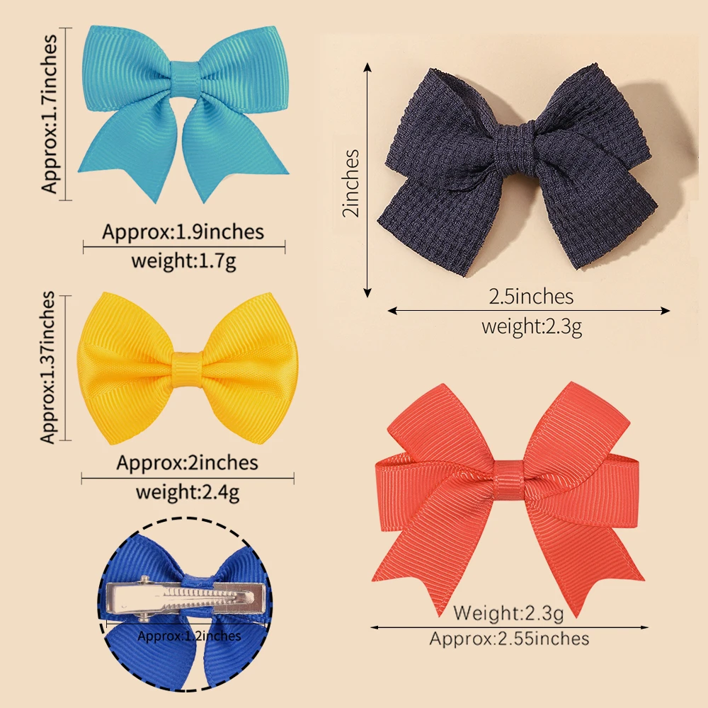 10PCS/SET  Grosgrain Ribbon MiNi Hair Bows with Clip for Girls Hairpins Boutique Barrettes Headwear Cute Kids Hair Accessories