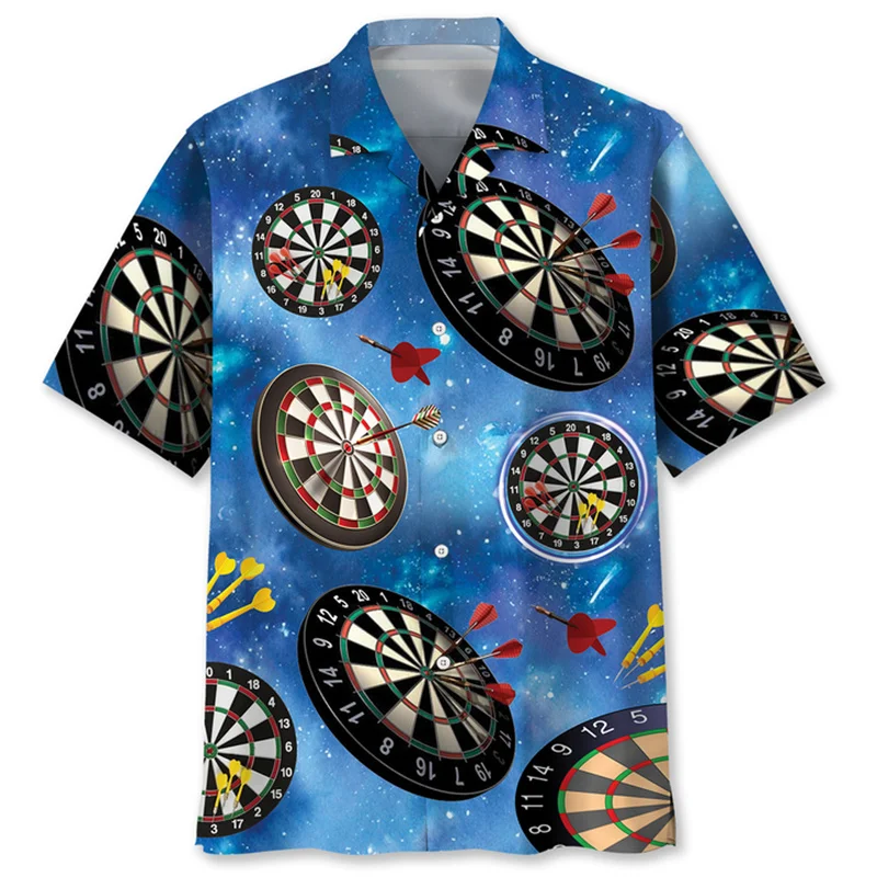 

Dart Graphic Series Рубашки с 3D принтом для мужчин Повседневные рубашки с лацканами на пуговицах Летняя повседневная модная трендовая блузка