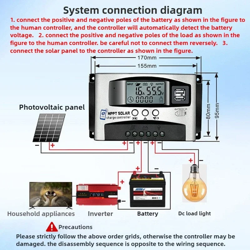 

Step-down MPPT Solar Controller 30A 40A 50A 60A Solar Regulator Can Be Charged with 12-60V Battery By Bluetooth APP