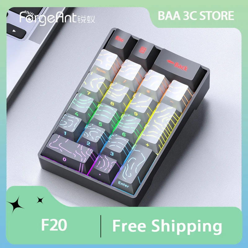 

Цифровая механическая клавиатура Forgeant F20, мини-клавиатура RGB, 20 клавиш, проводная для портативного цифрового клавиатуры для ноутбука