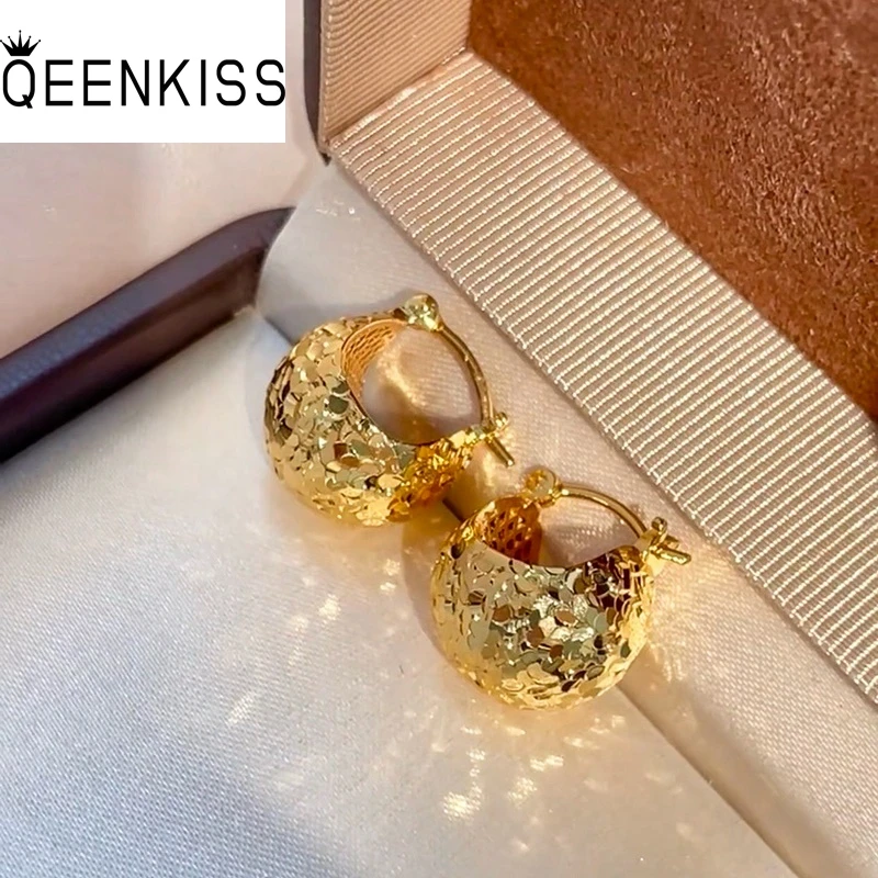 

QEENKISS 24KT Gold Luxury Shiny Drop Earrings For Women Wedding Party Birthday Christmas Bride Mother Girl Ladies Gifts EG5552