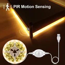 Smart PIR Motion Sensor LED Strip Lights DC5V USB Flexible LED Diode Tape Night Lamp Waterproof for Kitchen Stair Wardrobe Decor