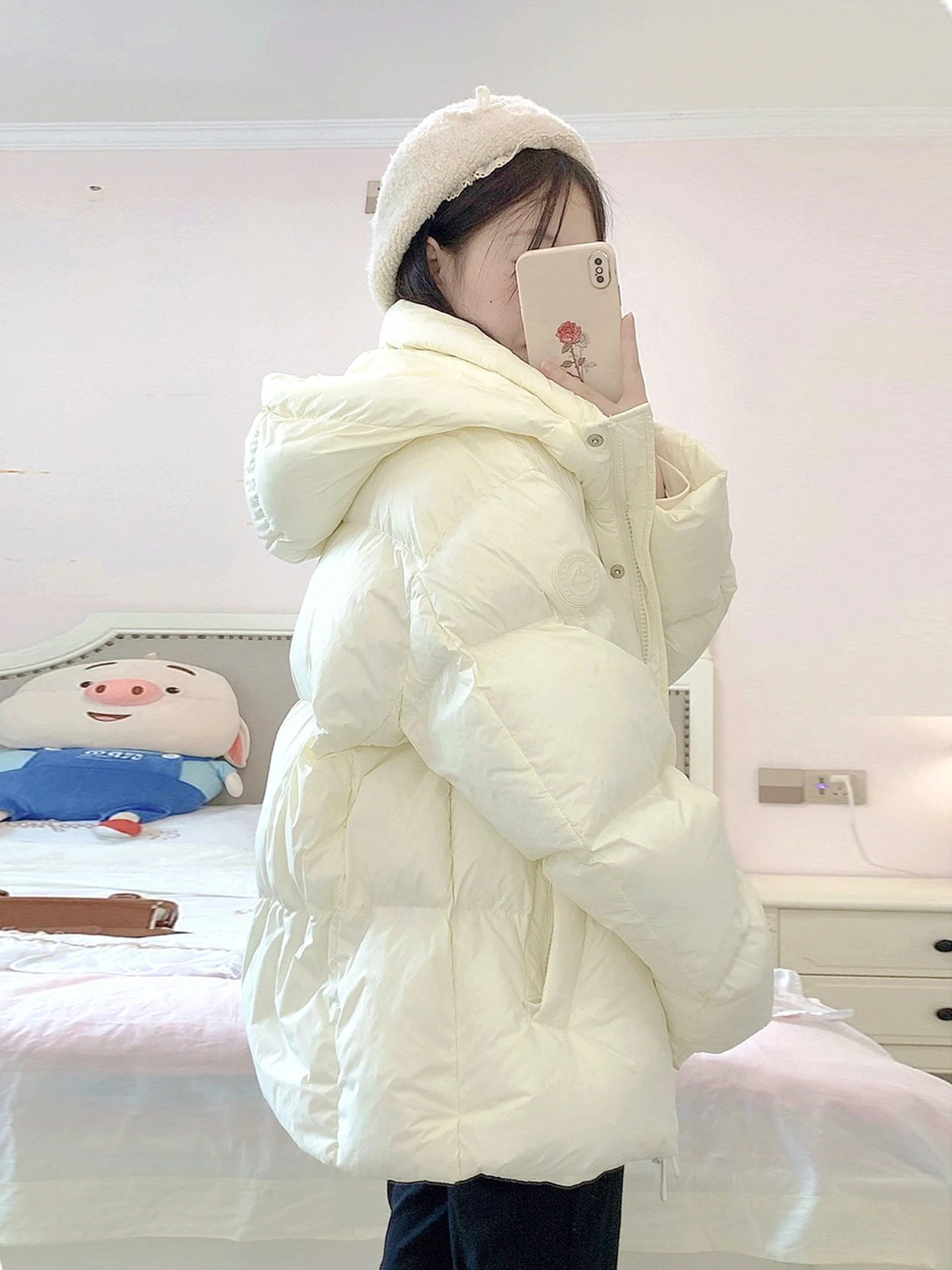 Orp Purple Puffer Jaet mujer 2025 nuevo invierno ligero Cact Super lindo ropa de invierno prendas de vestir exteriores pan Sle