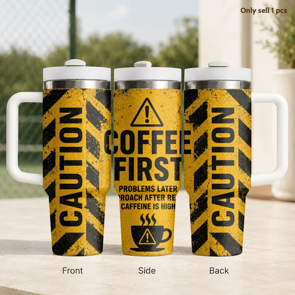 Dangerous Style Vacuum Flasks 40oz Stainless Steel Insulated Tumbler with Handle & Straw Leakproof Travel Mug