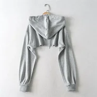 Hoodie Female Hoodie Personality Irregular Crop Ultra Short Style Long Sleeve Top Female Drop Shipping Sweatshirt Y2k Clothes 5