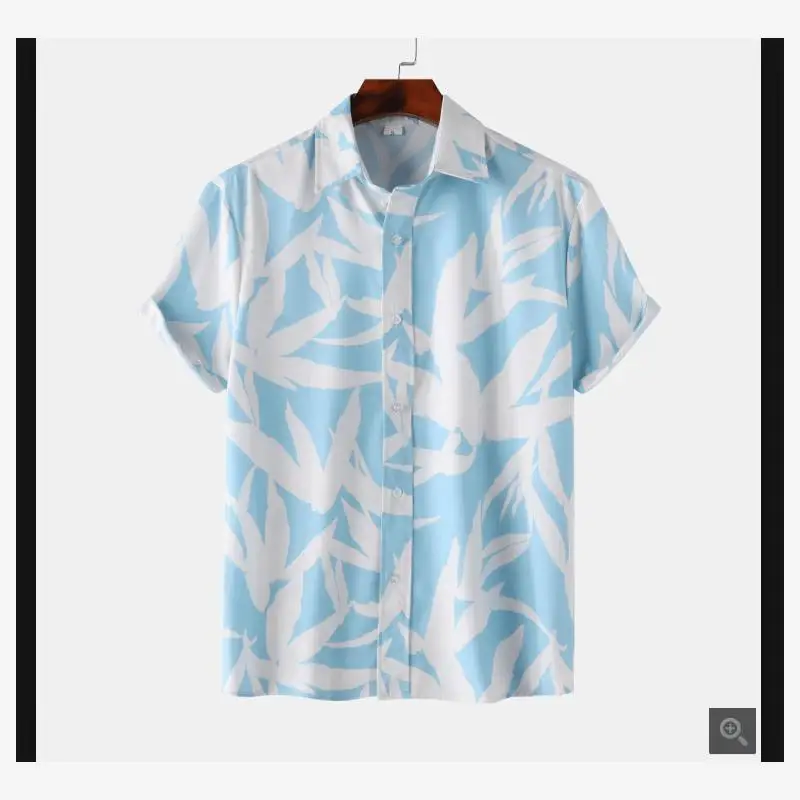 Men's Summer Oversized Shirt Dress Standard Fit Short Sleeve Flip Collar Floral Print Versatile Youthful Fashion for All Seasons
