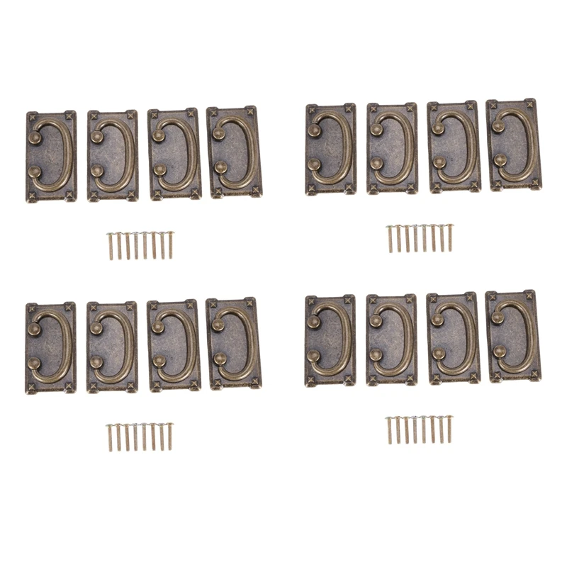 

16Pcs Vintage Antique Bronze Drawer Ring Pull Handles, Cabinet Door Furniture Handle Decoration