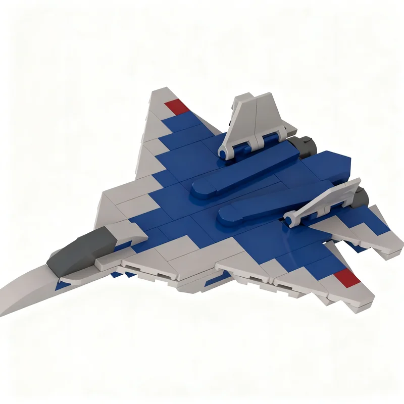 122pcs MOC Su-57_Blue Digital Camo Version 1 110 Scale Model Toys Building Blocks Christmas Gift Architecture Birthday 3D Art